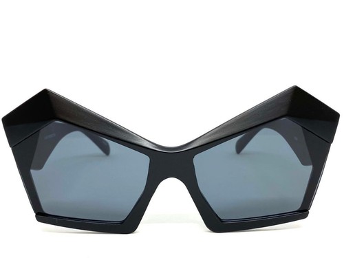 OVERSIZE EXAGGERATED Modern Retro Cat Eye SUNGLASSES Large Big Funky Black Frame - Picture 3 of 6