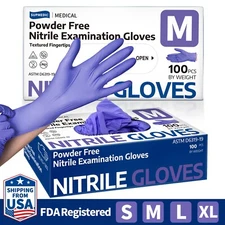 Medical Nitrile Exam Gloves 100 PCs Powder-Free Food-Safe Disposable Glove