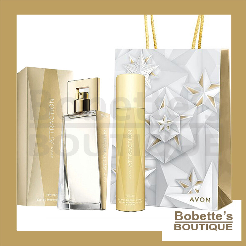 Attraction Avon eau de parfum femme avec soin corps et pochette cadeau élégante