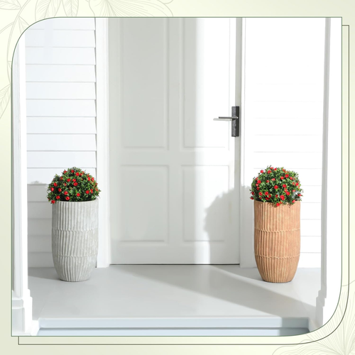 Set of 2 Artificial Boxwood Topiary Ball Tree 27 Inch Outdoor Boxwood Balls with - Picture 8 of 8