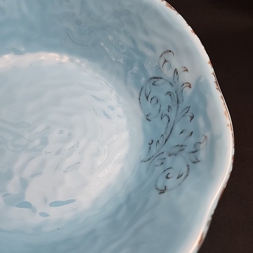 Soho Loft Blue Brown Rustic Flower Soup / Cereal Bowls Melamine Set of 4 *NWT* - Picture 6 of 8