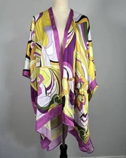 Jean-Pierre Klifa Paris Silk Tunic Top One Size Multicolor Resort Cruise Boho