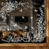 Tanlaby Fensterbilder WeißE Blumen Fensteraufkleber Schmetterling EichhöRnchen