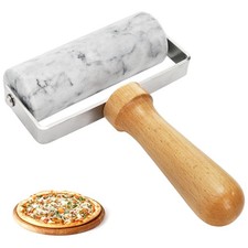 Hiceeden Marble Pizza Dough Roller, Non-Stick Pastry Medium, White/Wood