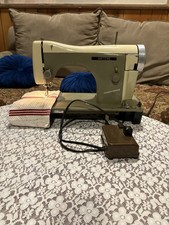 Vintage 1950's Necchi BF Supernova Sewing Machine Gray/White Pedal Case, Tested