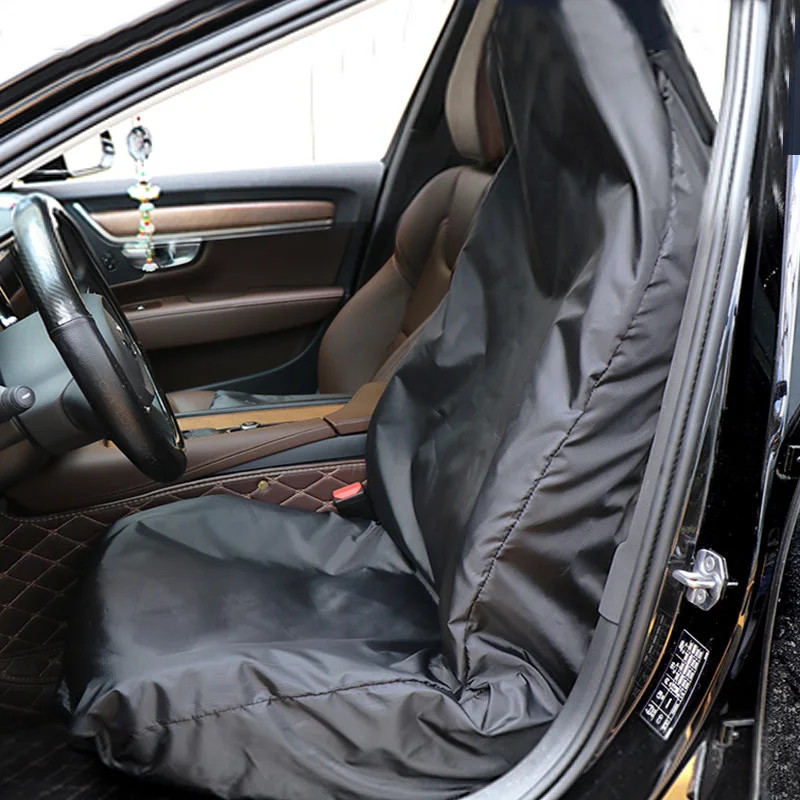 Universal Black Waterproof Car Seat Cover & Boot Mat Set with Steering Wheel ...