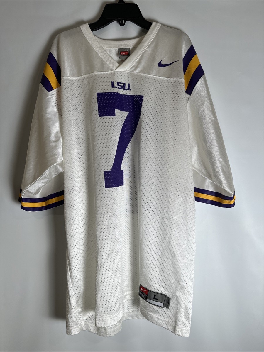 LSU Tigers Nike #7 Football LargeWhite Jersey Mathieu Fournette Perkins  Peterson
