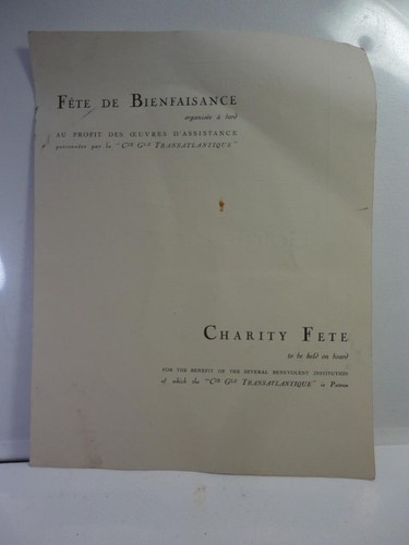 SS Normandie Original June 1935 Program, Charity , French Liner "Soiree de Gala"
