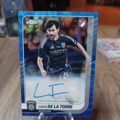 2025 MLS Topps Chrome Luca de La Torre Blue Wave Auto # d 134/150 San Diego FC