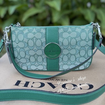 NWT Coach Lonnie Baguette In Signature Jacquard c8306