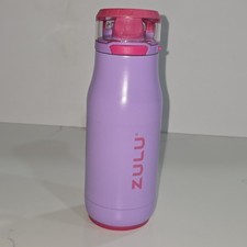 ZULU Kids Purple Pink Stainless Steel Water Bottle 14oz BPA-Free Straw Lid