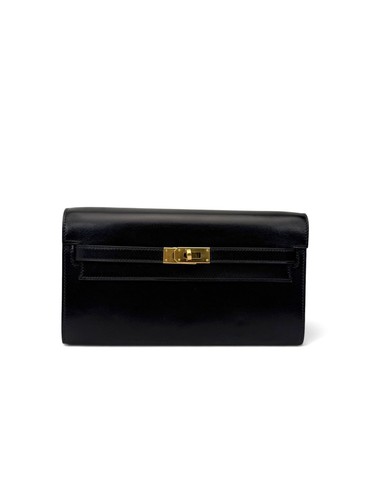 Hermes Kelly To Go Noir Box Calf Gold Hardware □O 2011 Auth Cert No Strap