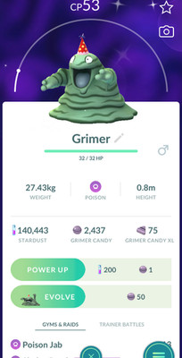 Pokemon Trade Go - Shiny Grimer Party Hut - Registriert 20K