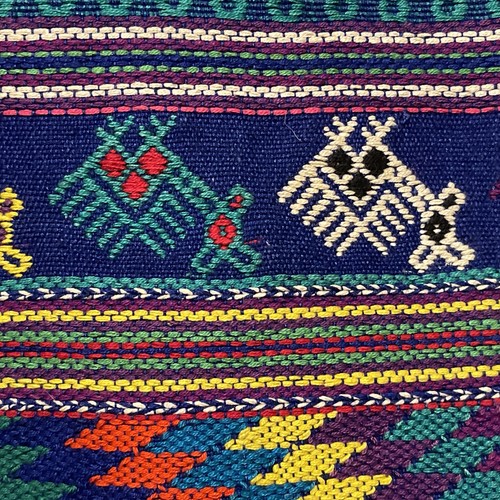 Alfombra de lana bordada tejida a mano vintage colgante de pared azteca suroeste 19x17" - Imagen 4 de 9