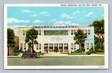 Vintage Neosho Auditorium & City Hall Postcard Missouri Linen