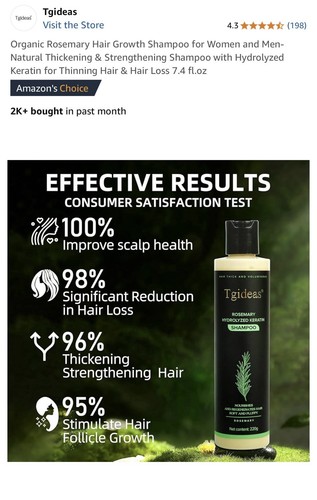 Tgideas Organic Rosemary Hair Growth Shampoo for Women and Men-Natural Thicke... - Picture 8 of 12