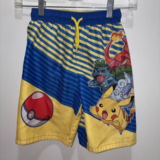 Pok mon Swim Trunks Size 8 Mesh Lining Elastic And Drawstring Waistband