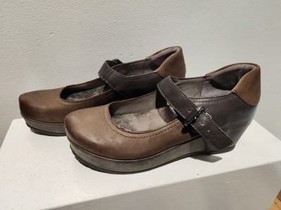 OTBT Shoes Womens Salem Casual Wedge Heels Mary Jane Brown Leather*sz6.5* GUC 