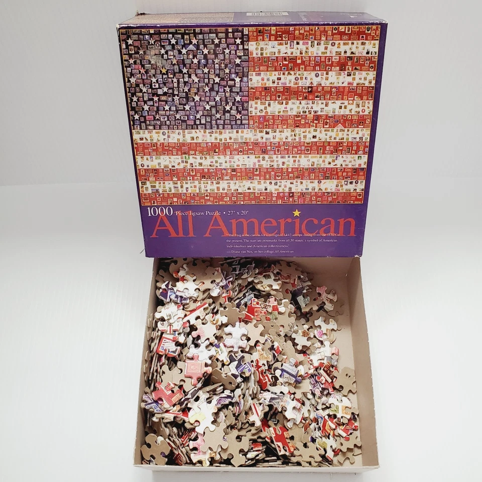 Rompecabezas de 1000 piezas de estampillas de bandera de Estados Unidos para adultos Ceaco Diana van Nes Foto 2 de 4