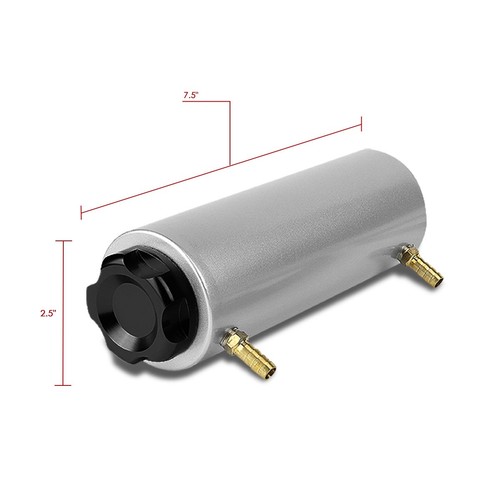7.25"X 2.5" Round Aluminum Racing Engine Oil Catch Can Reservoir Tank+Cap Black - Picture 3 of 6