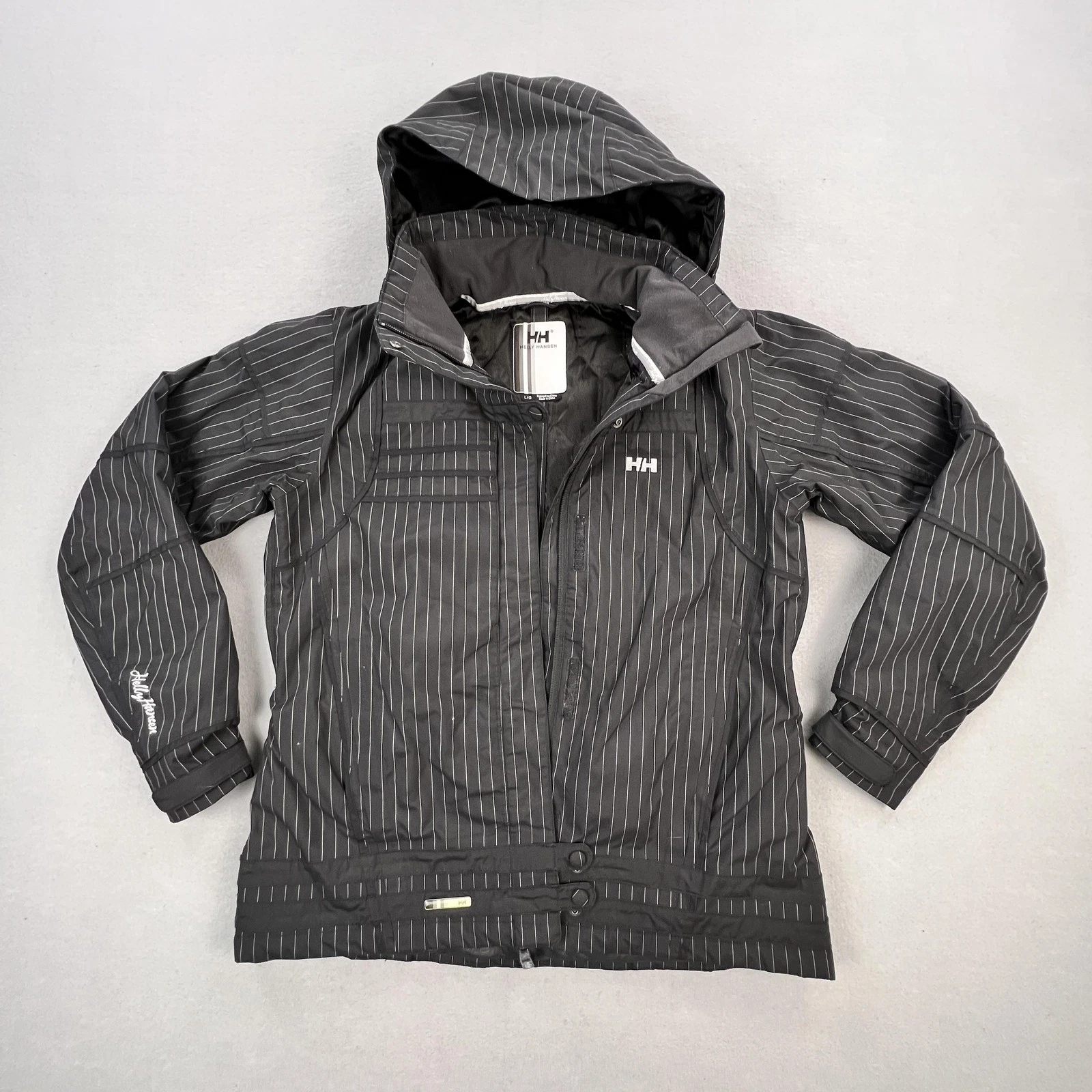 Helly Hansen Jacket Womens Large Black Helly Tech Hooded Ski Snowboard Insulated