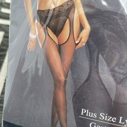 LEG AVENUE GARTER STOCKING BLACK LINGERIE SEXY COCKTAIL CLUB BURLESQUE 1x-3x - Picture 2 of 3