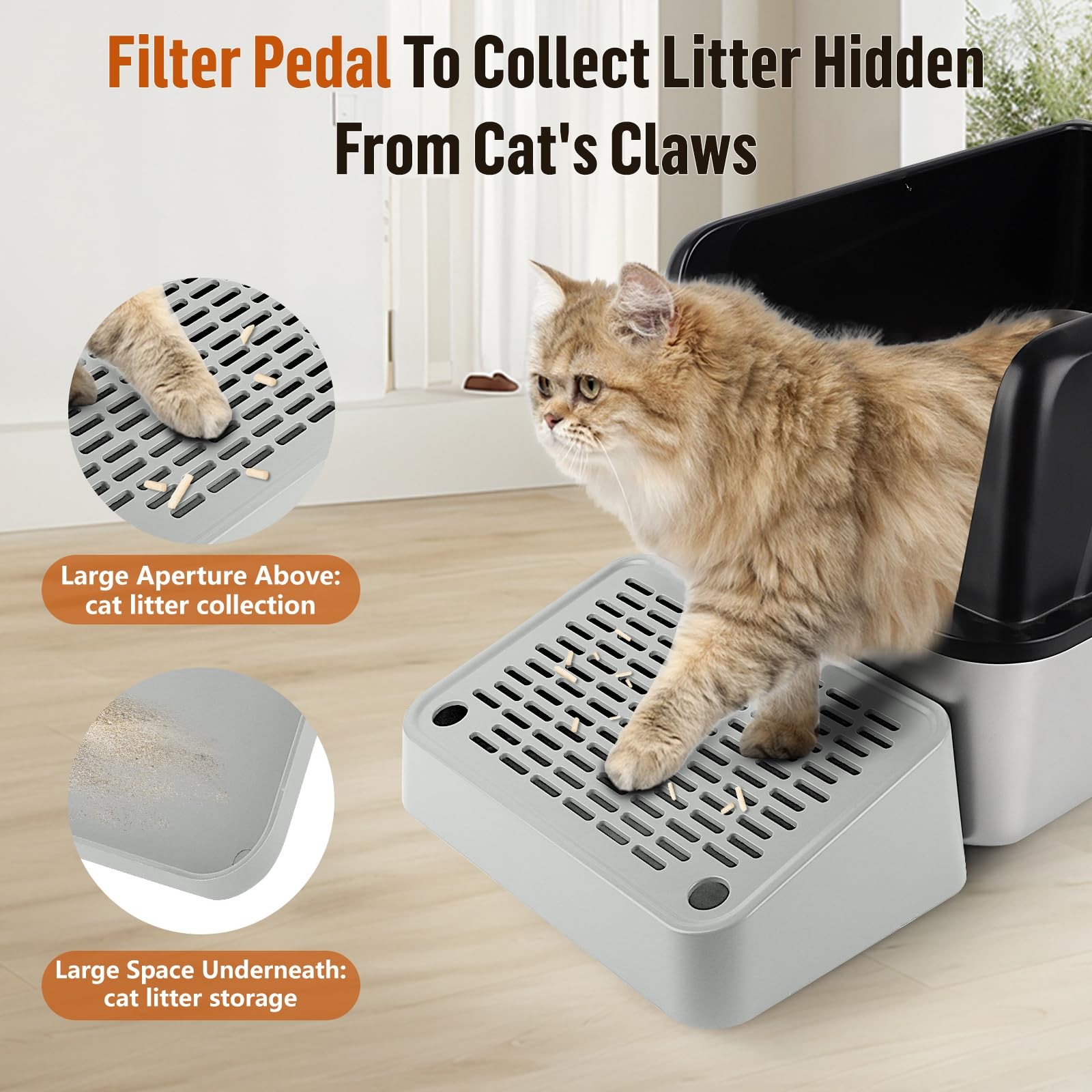 Rampe pour bac à litière pour chat escalier surélevé antidérapant gris