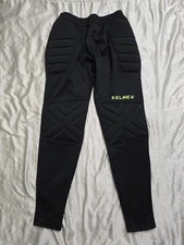 NWT KELME Goalkeeper Black & Neon Yellow Embroidered Padded Pants Size Small