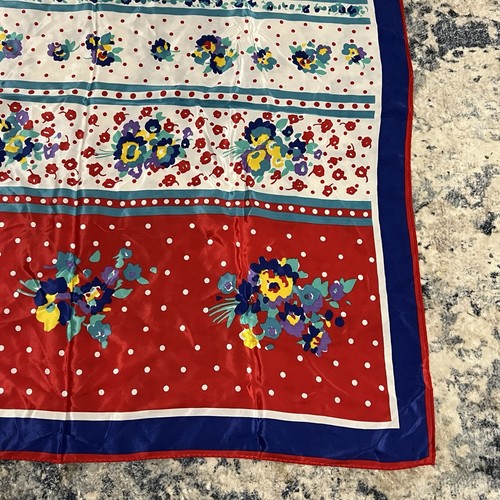 Vintage Honey 100% Silk Scarf Multicolored Design Floral 30”x31” Korea - Picture 9 of 11