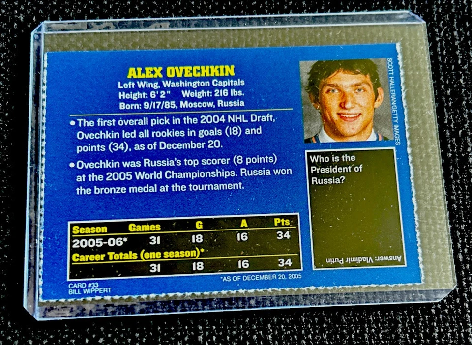 ALEXANDER OVECHKIN ROOKIE Capitals Sports Illustrated para Crianças SI 2005-06 Rússia - Imagem 2 de 2