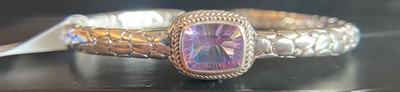 Sarda,Bali Made Sterling & Quartz Pink Vapor  Cuff Bracelet Sz 6.25, 6.75, 7.5