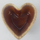 Hull Brown Drip Heart Bowl Candy Dish Stoneware USA F61 Pottery Hard To Find