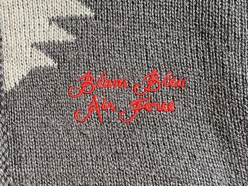 VINTAGE Blanc Bleu Air Force Sherpa Lined Full Zip Sweater Boy’s Large Grey 90s - Picture 5 of 16