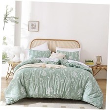 Duvet Cover Size Duvet Cover 3 Pieces Floral Duvet Case White King Sage Green