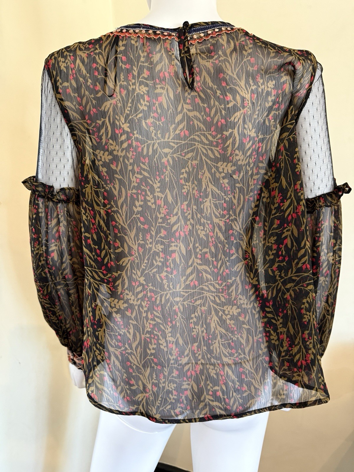 Zara Basic Sheer Black Embroidered/ sheer/ lightw… - image 6