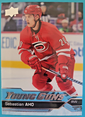 2016-17 Sebastian Aho Upper Deck Young Guns Rookie RC #210 Stanley Cup Champion