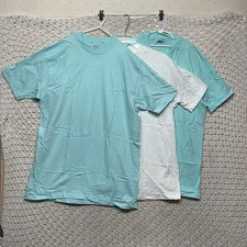 Vintage 90s Hanes Plain T-Shirt Size Large 42-44 Single Stitch USA Made Lot Of 4