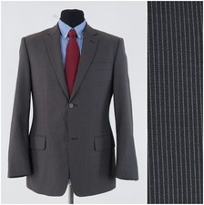 Mens S.OLIVER Blazer 40R US Size Striped Grey Wool Sport Coat Jacket