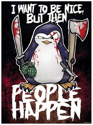 Laminiertes Psycho Pinguin Ich will schön sein Mini Poster