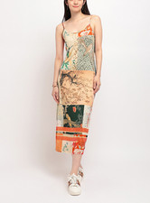 Desigual Damen Matsue asiatischer Vogel Blumen Patchwork Schlupfkleid rosa L 21WWVK63