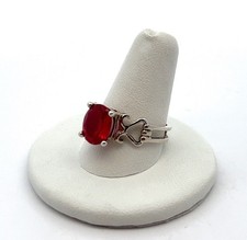 925 Sterling Silver Lab Created Ruby Ring Size: 10