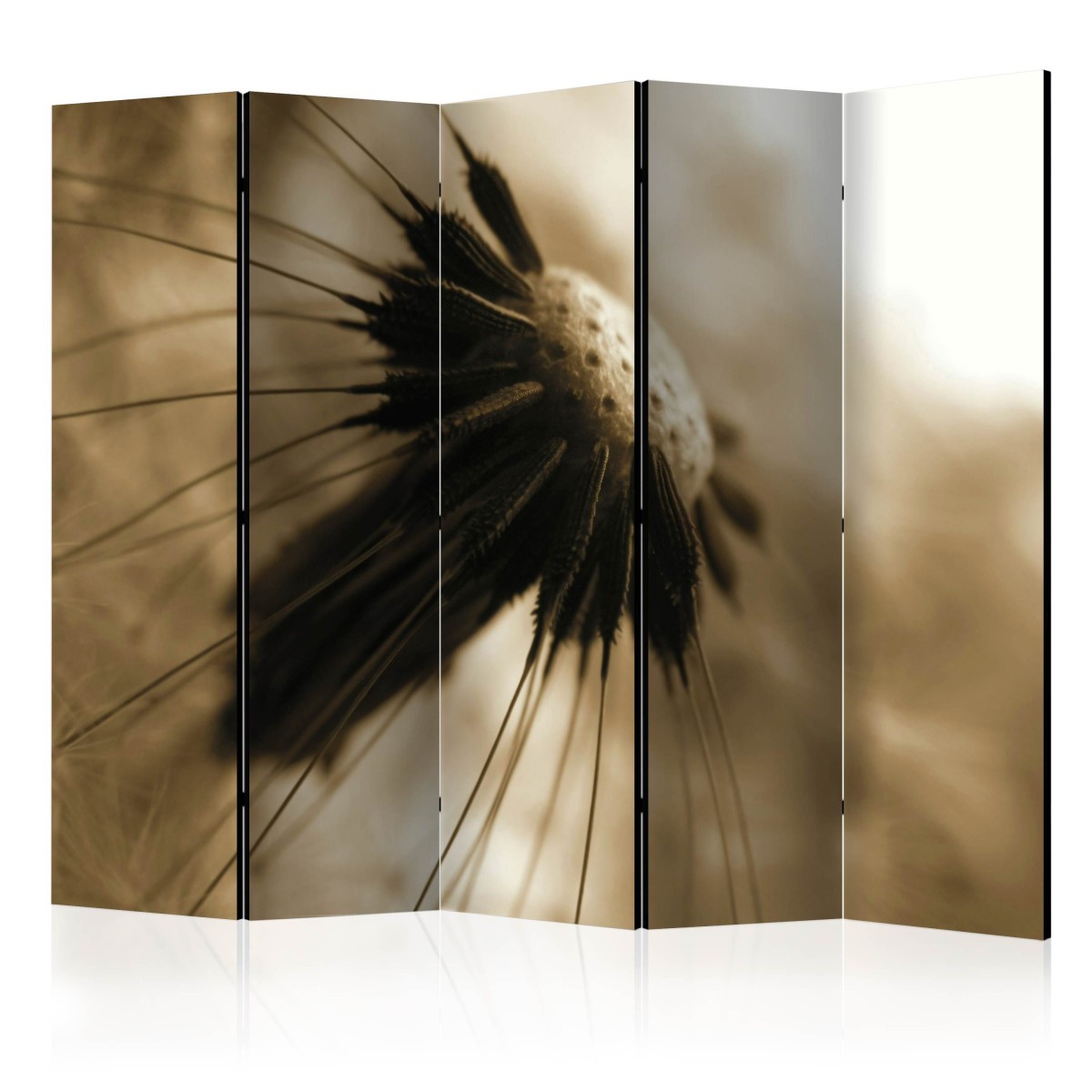 Paravent 5 volets Dandelion Sepia pour separer une grande piece