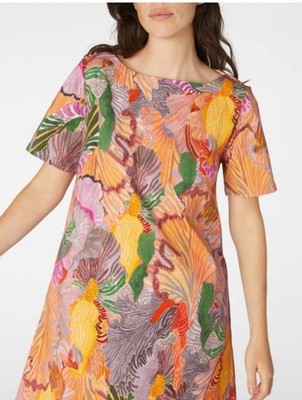 Gorman Iris Veins Floral Mini Swing Dress Michelle Morin Size M