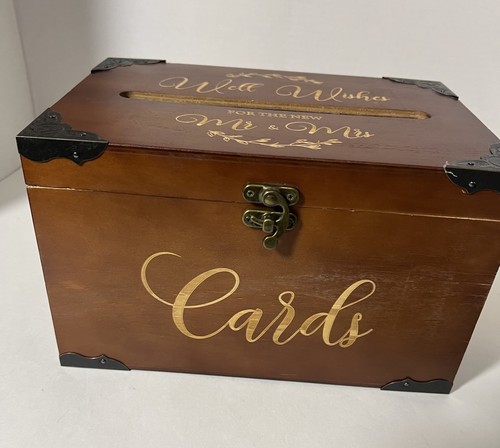 Wood Wedding Card Box Rustic Wedding European Lock Envelope. Slight Imperfection