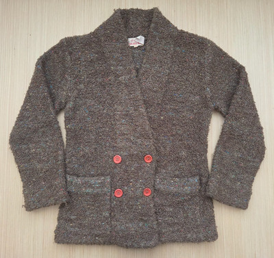 Vtg Gil Aimbez for Braefair Women's S Cardigan Wool Blend Brown Rainbow Specks