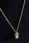 Vtg 1960s LIND 14K Gold Electroplated Pendant Necklace w 2 Clear Zirconiums — photo 7