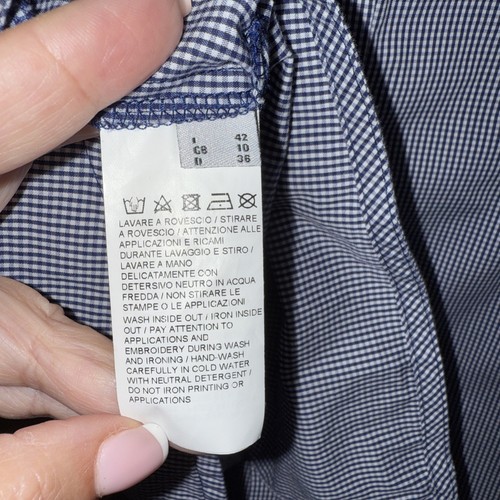Pinko Women’s Blue And White Striped Snap Front Shirt Sequin Pocket EUC Size 6 - Picture 6 of 10