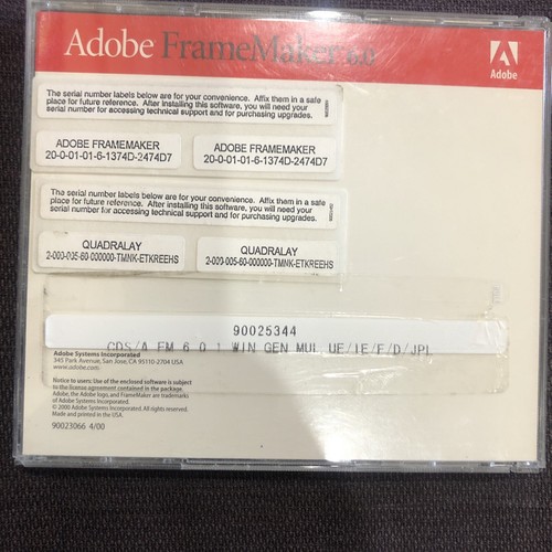 Adobe Frame Maker 6.0 Cd Rom 2 Cd Set - Picture 3 of 4
