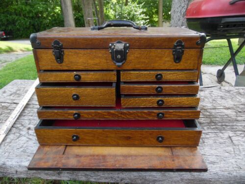 Vintage Union Tool Cheat Co. 7 Schubladen Holz Maschinisten Truhe, Holz Werkzeugkiste - Bild 6 von 15