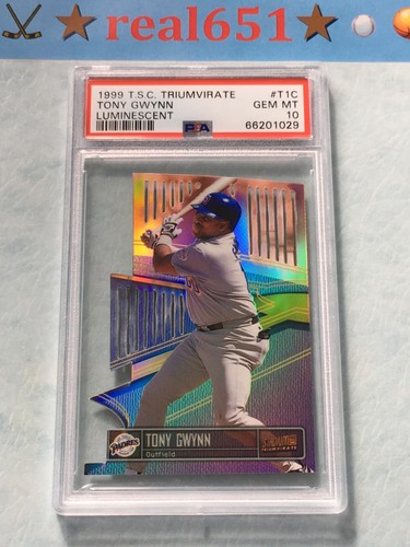 Stadium Club Triumvirate Luminiscent 1999 #T1C Tony Gwynn PSA 10 gemas como nuevo Pop 2 - Imagen 1 de 6